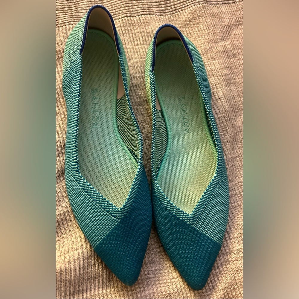 Rothy's Women's Teal Pointed Knit Flats